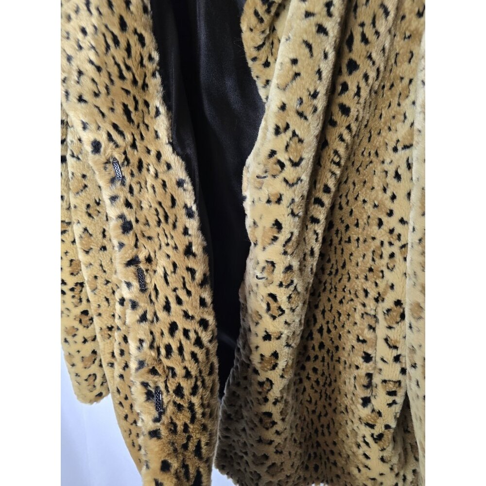 Unreal Fur Wild Cat Leopard Print Jacket Coat Women's Size 16-Vintage- Y2K - Picture 11 of 16